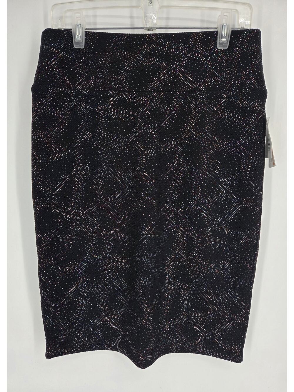 LuLaRoe Elegant Cassie Black Holographic Metallic Pencil Skirt NEW Large